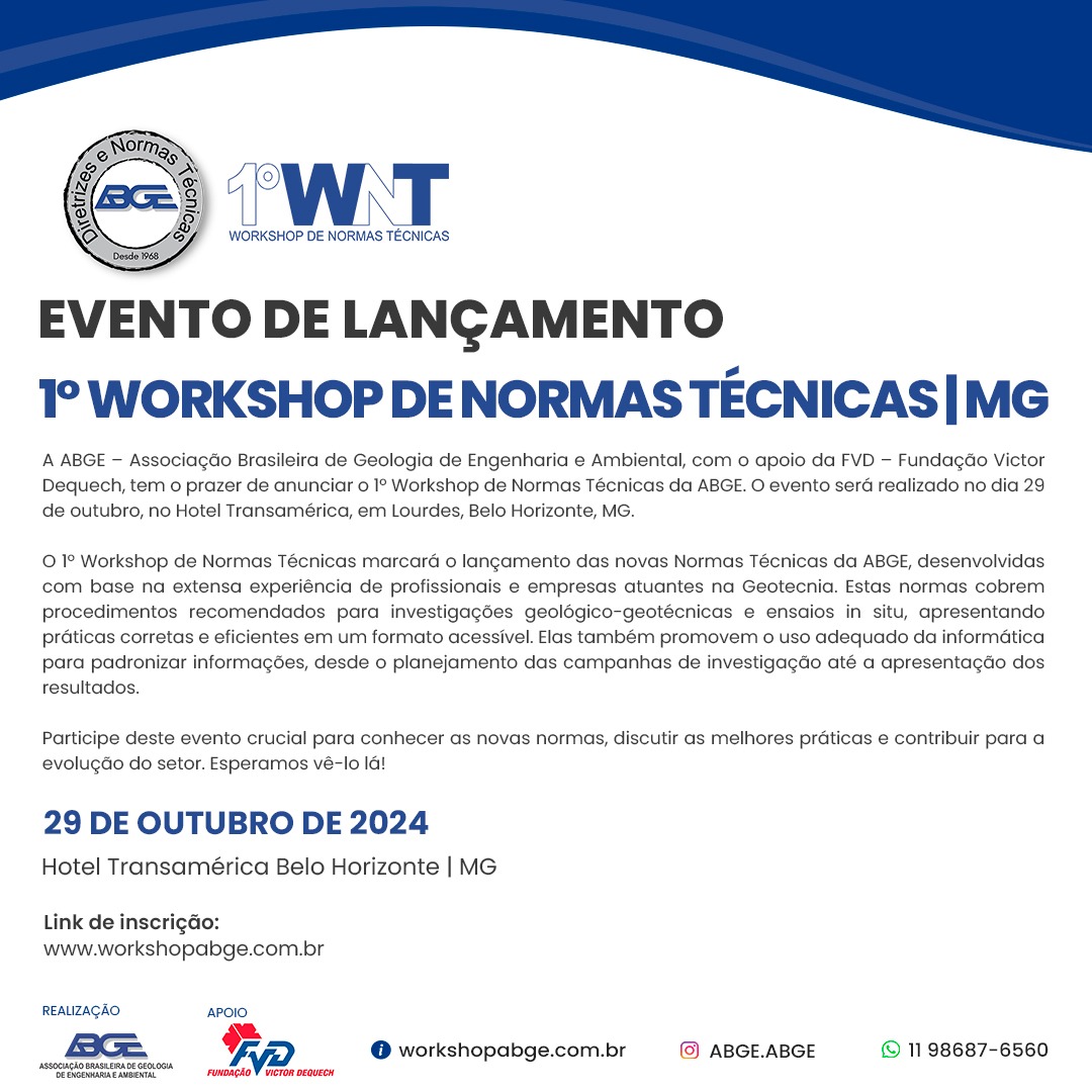 Capa do evento 1° WORKSHOP DE NORMAS TÉCNICAS